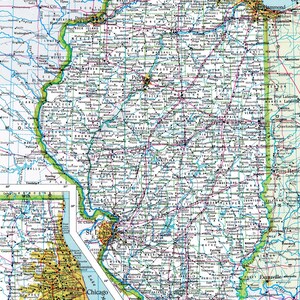 Mappa dell'Illinois da scaricare in formato digitale - Mappa stampabile, Mappa dell'Illinois, Decorazione per la casa, Arte murale, Download immediato, Viaggio su strada, Regalo di viaggio per lui e per lei