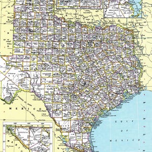 Mapa digital de Texas: imprimible, descarga instantánea, arte mural, mapa antiguo