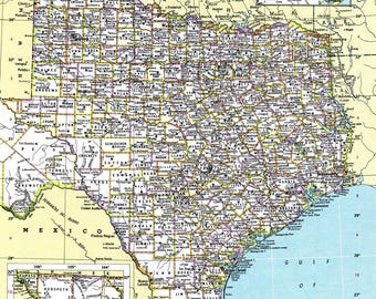 Texas Map Digital Download - Printable Map, Instant Download, Wall Art, Antique Map