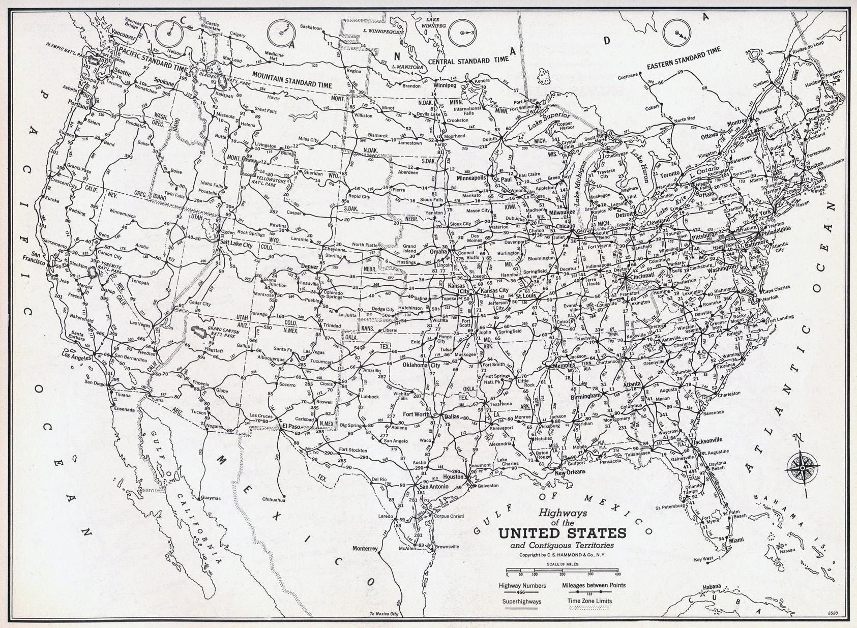Highways of the United States Map Instant Download - Printable Map, Vintage Map, Home Decor, Wall Art, Antique Map
