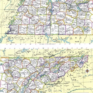 Tennessee Map Instant Download - Printable Map, Digital Download, Wall Art, Antique Map