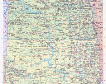 1917年サウスダコタ州地図 – 20世紀初頭のアメリカ中西部の州郡、鉄道