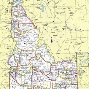 Idaho Map Instant Download - Printable Map, Digital Download, Wall Art, Antique Map