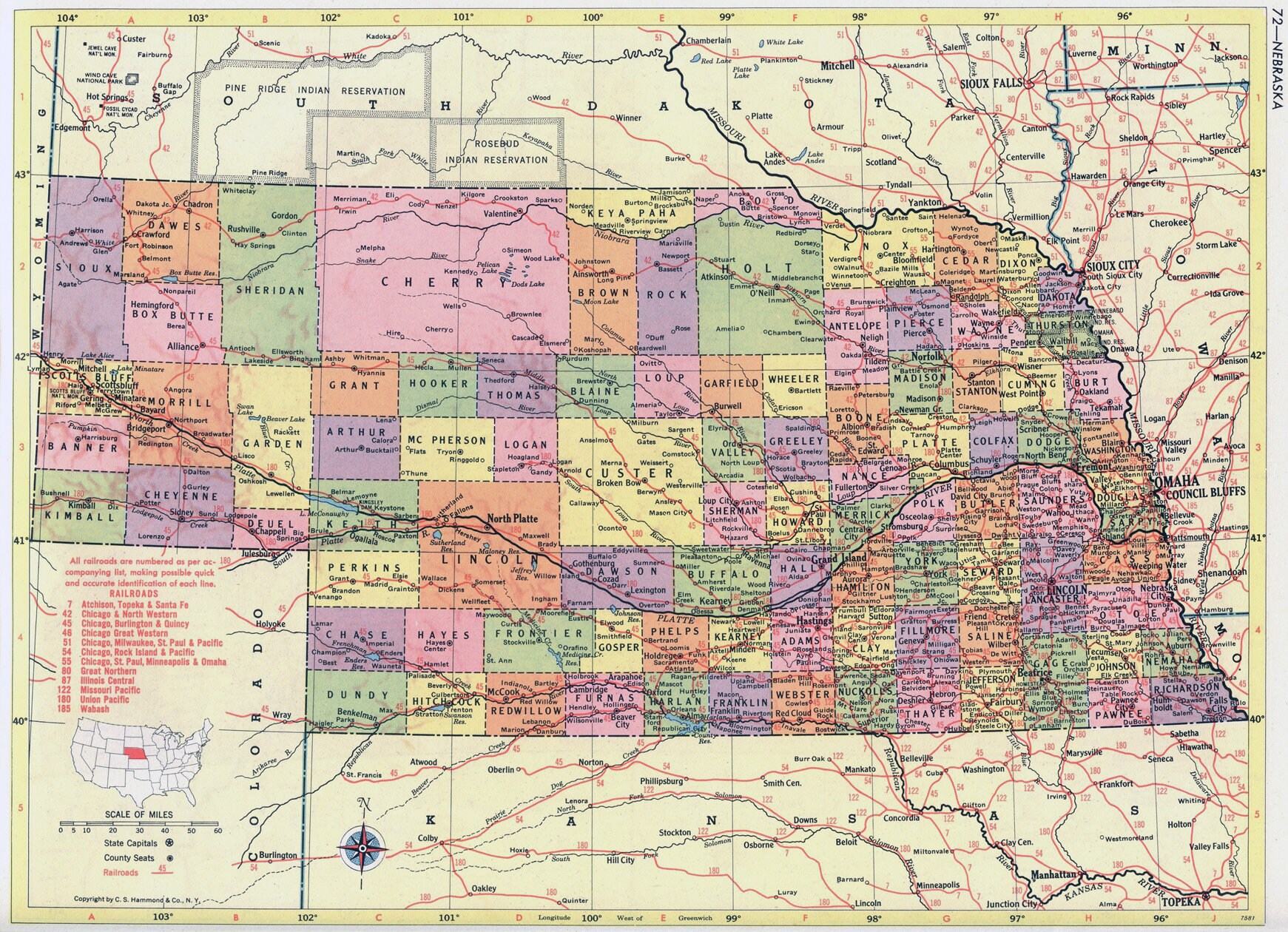 Nebraska Map Instant Download Printable Map, Vintage Map, Home Decor ...