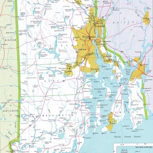 Carte du Rhode Island en téléchargement numérique - carte imprimable, carte du Rhode Island, décoration d'intérieur, art mural, téléchargement immédiat, cadeau de voyage pour lui et elle