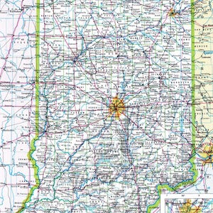 Indiana kaart digitale download - afdrukbare kaart, kaart van Indiana, woondecoratie, kunst aan de muur, instant download, roadtrip, reiscadeau voor hem haar