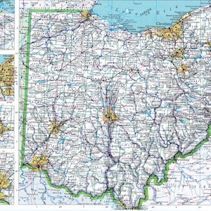 Ohio kaart digitale download - afdrukbare kaart, kaart van Ohio, woondecoratie, kunst aan de muur, instant download, roadtrip, reiscadeau voor hem haar