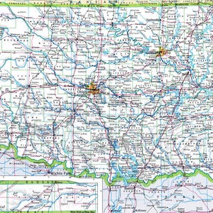 Kaart van Oklahoma digitale download - afdrukbare kaart, kaart van Oklahoma, woondecoratie, kunst aan de muur, instant download, roadtrip, reiscadeau voor hem haar