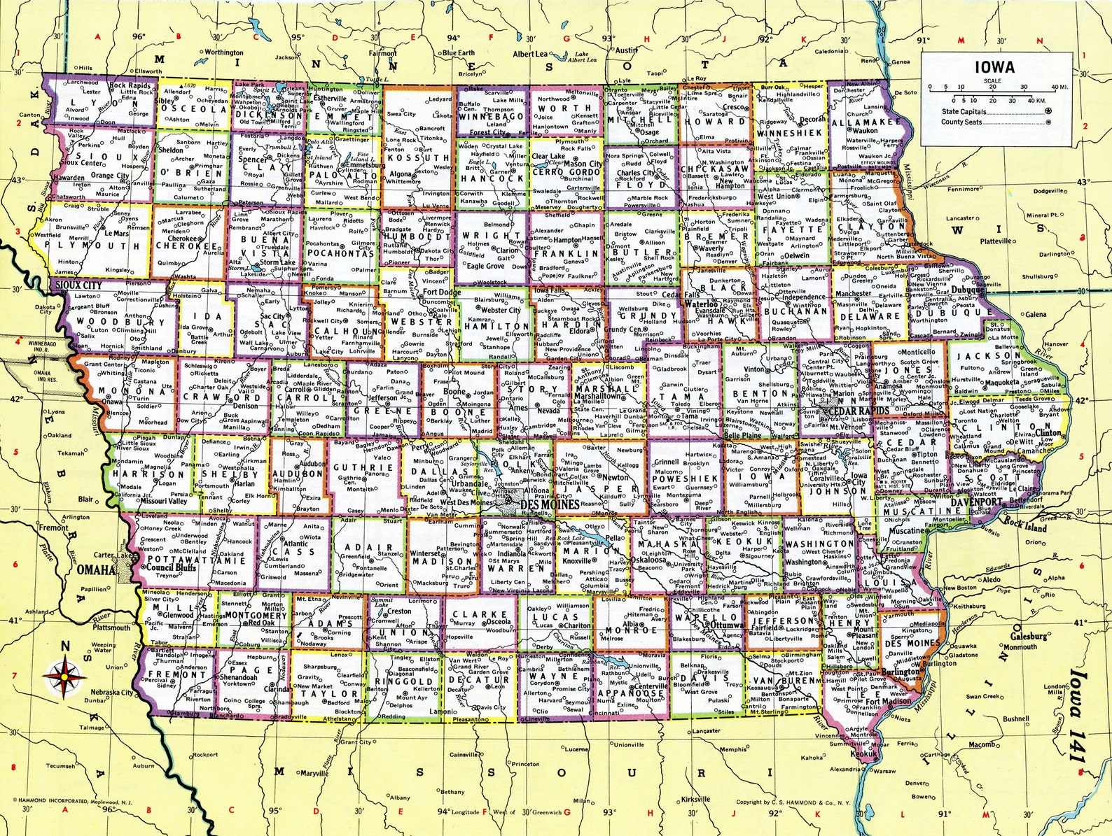 Iowa Map Instant Download Printable Map, Digital Download, Wall Art ...