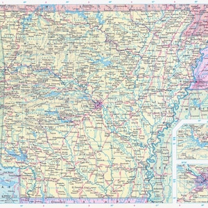 Carte de l'Arkansas en téléchargement immédiat - carte imprimable, carte en téléchargement numérique, décoration d'intérieur, art mural, carte ancienne de l'Arkansas