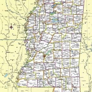 Carte du Mississippi en téléchargement immédiat - carte imprimable, téléchargement numérique, art mural, carte ancienne