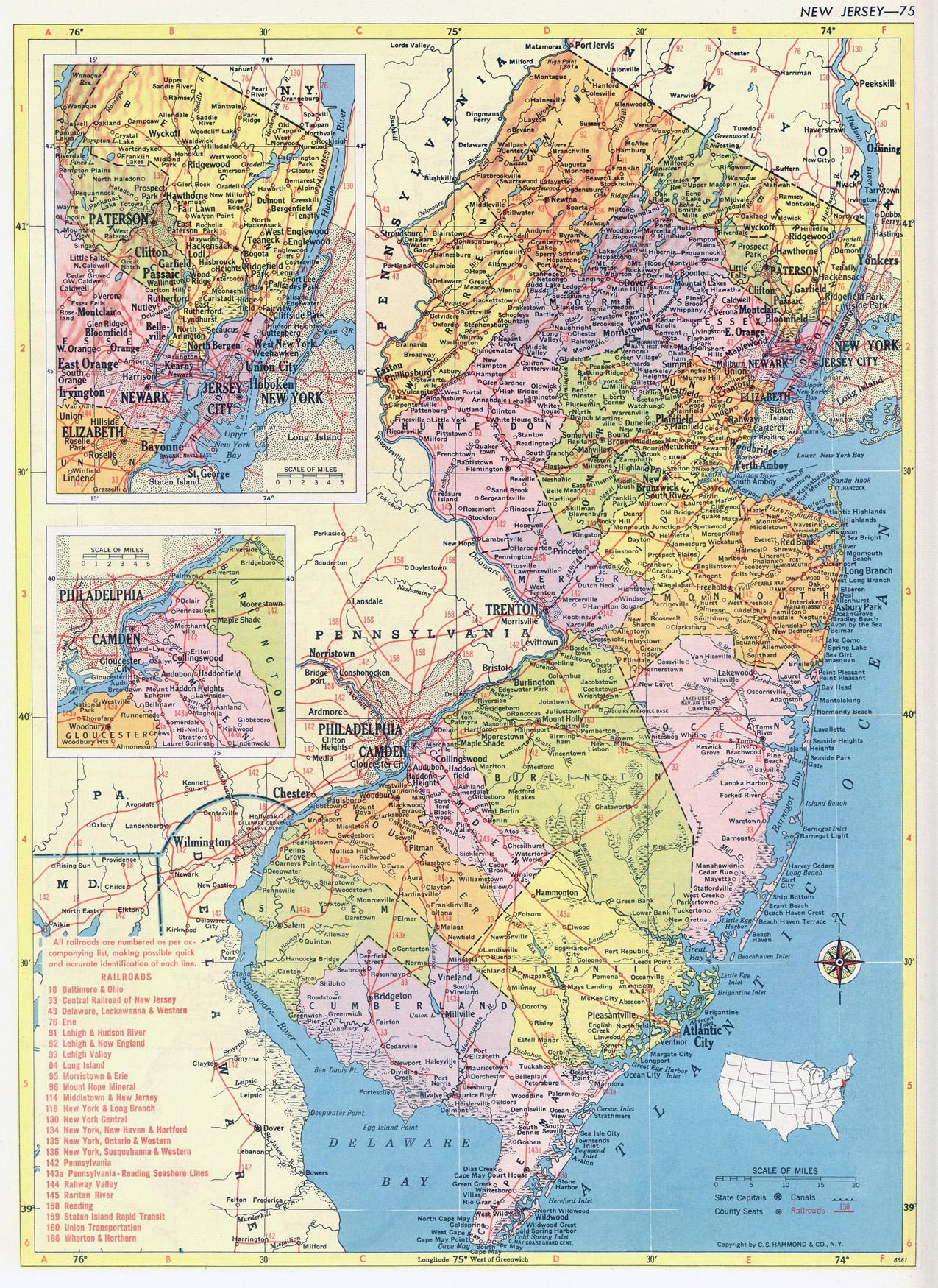 New Jersey Map Instant Download - Printable Map, Vintage Map