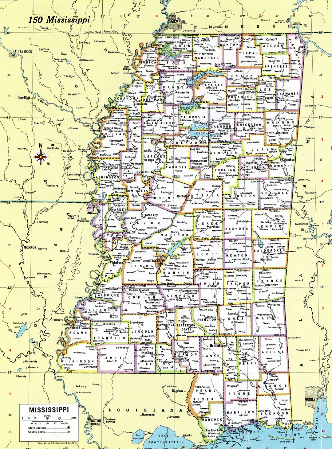 Mississippi Map Instant Download Printable Map, Digital Download, Wall ...