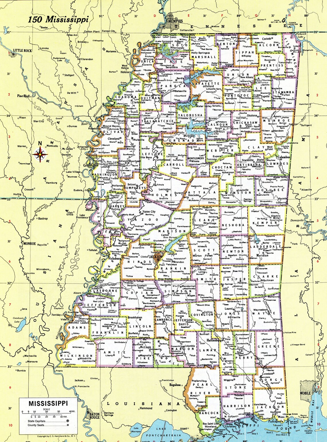 Mississippi Map Instant Download Printable Map, Digital Download, Wall ...