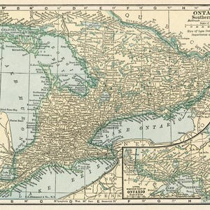 Ontario Map Digital Download - Printable Map, Vintage 1923 Map of Ontario Canada, Home Decor, Wall Art, Instant Download, Travel Gift