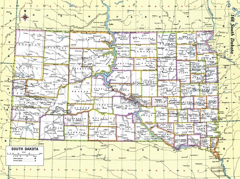 South Dakota Map Instant Download Printable Map, Digital Download, Wall ...
