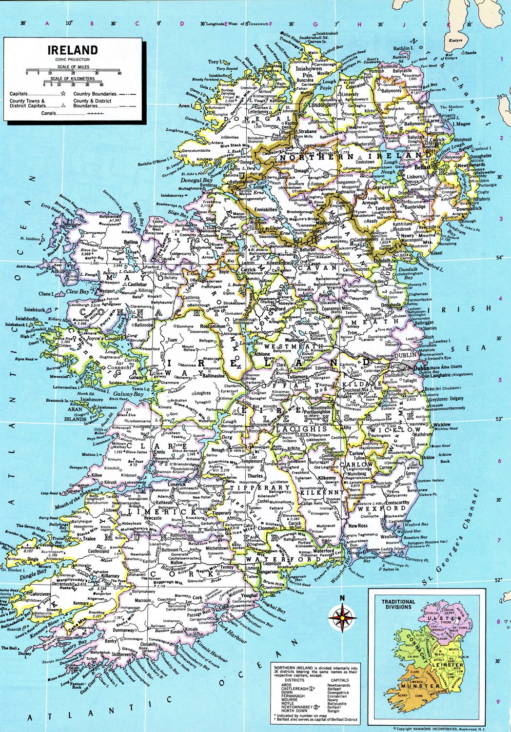 Ireland Map Instant Download Printable Map, Digital Download, Wall Art