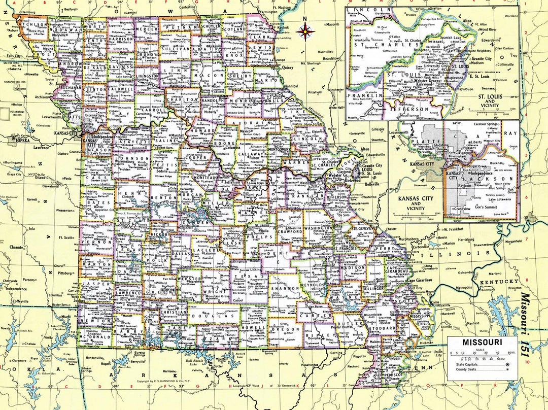 Missouri Map.pdf Missouri Map Instant Download - Printable Map, Digital Download, Wall ...