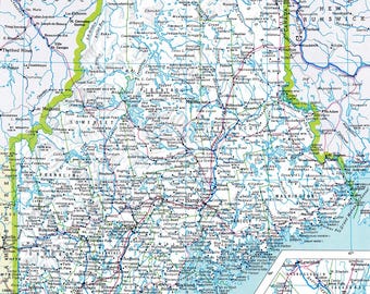 Maine karta digital nedladdning - utskrivbar karta, karta över Maine, heminredning, väggkonst, omedelbar nedladdning, bilresa, resepresent till honom henne
