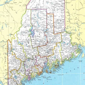 Mapa de Maine: descarga instantánea - Mapa imprimible, descarga digital, arte mural, mapa antiguo, mapa de Maine