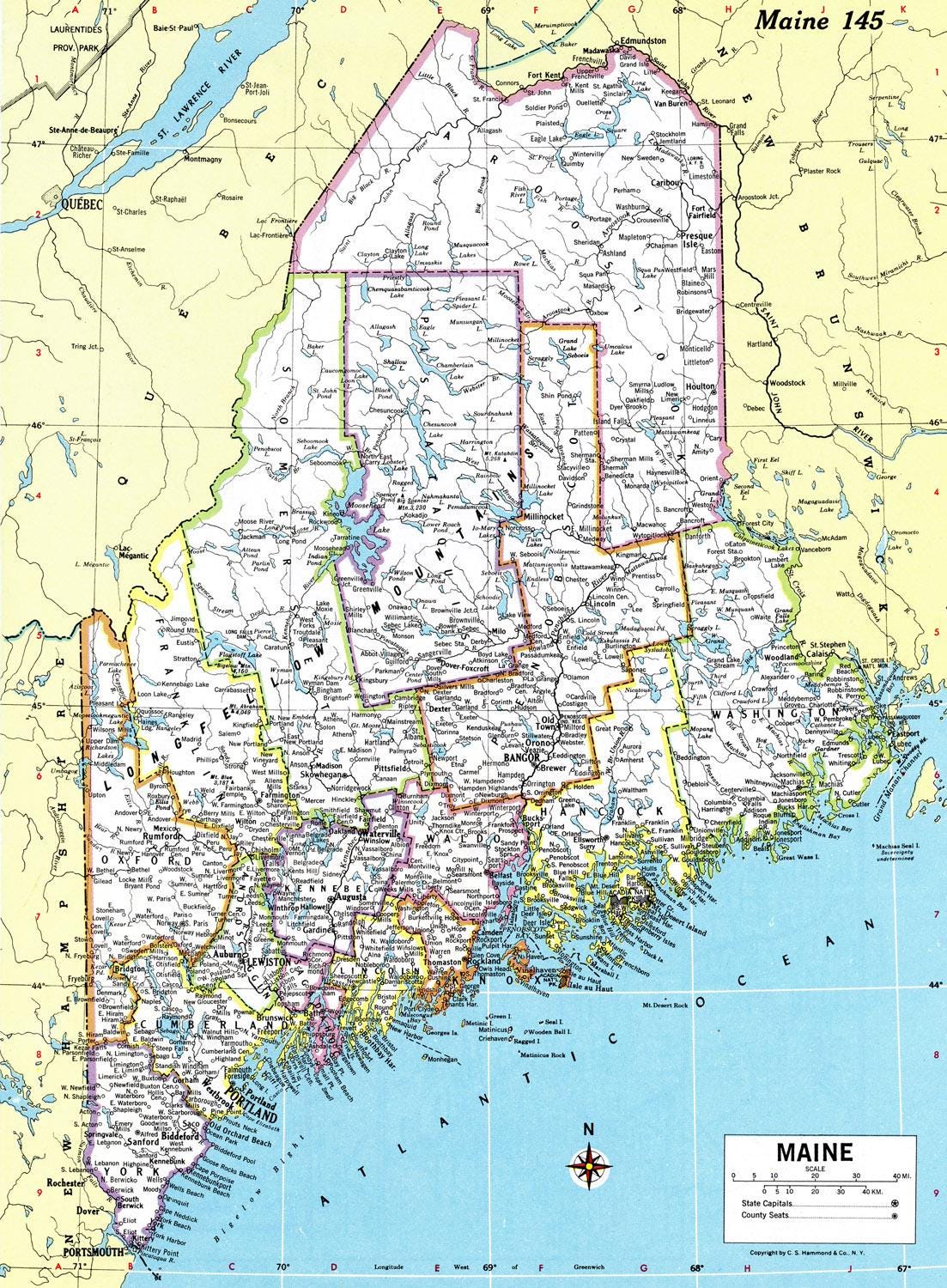 maine map instant download - printable map, digital download, wall