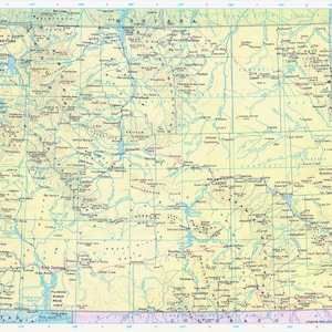 Carte du Wyoming en téléchargement immédiat - carte imprimable, décoration d'intérieur, art mural, carte du Wyoming affiche
