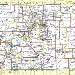 Colorado Map Instant Download - Printable Map, Digital Download, Wall Art, Antique Map