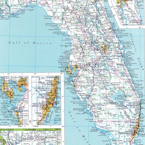 Kaart van Florida digitale download - afdrukbare kaart, kaart van Florida, woondecoratie, kunst aan de muur, instant download, roadtrip, reiscadeau voor hem haar
