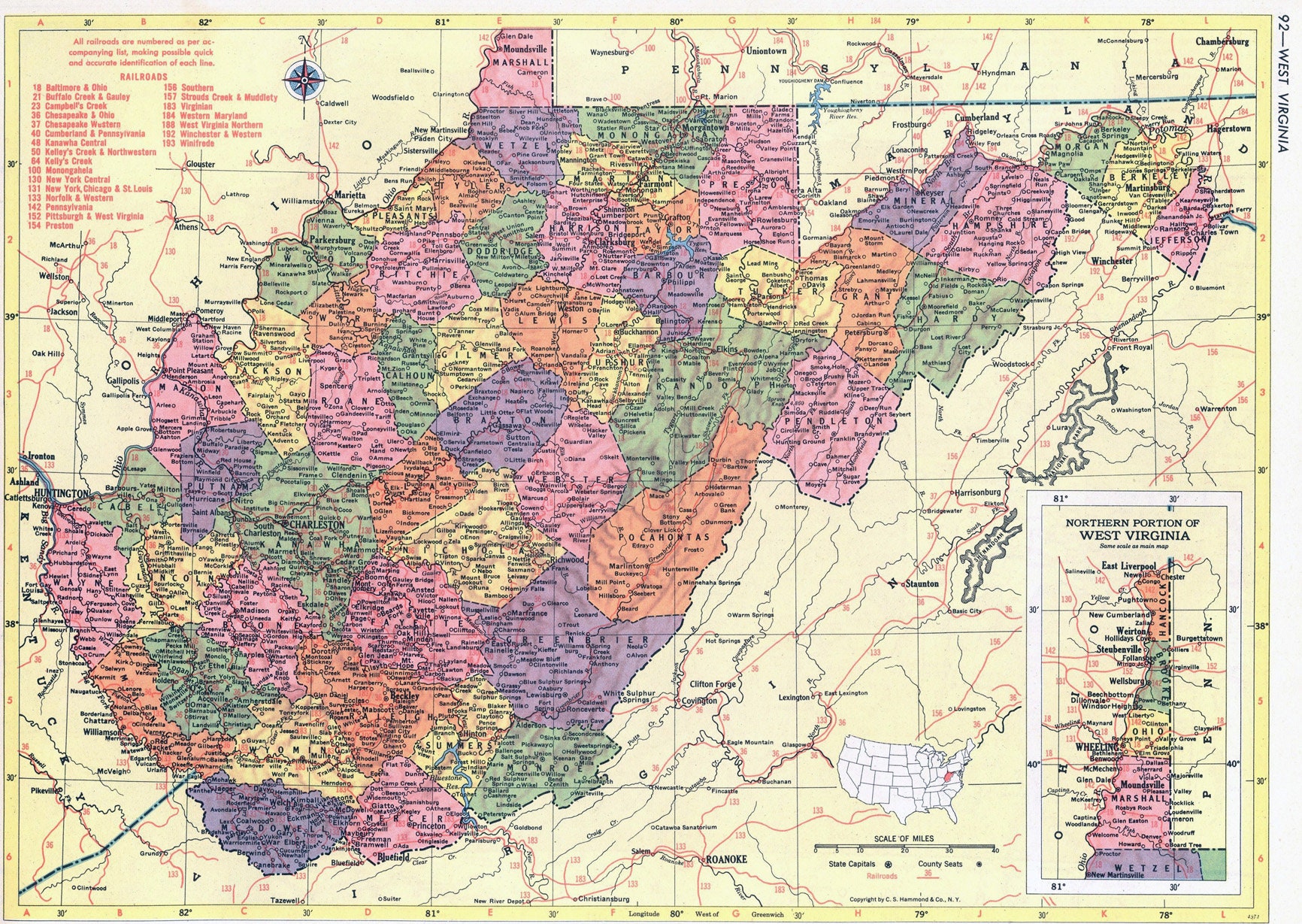 West Virginia Map Instant Download Printable Map, Vintage Map, Home ...