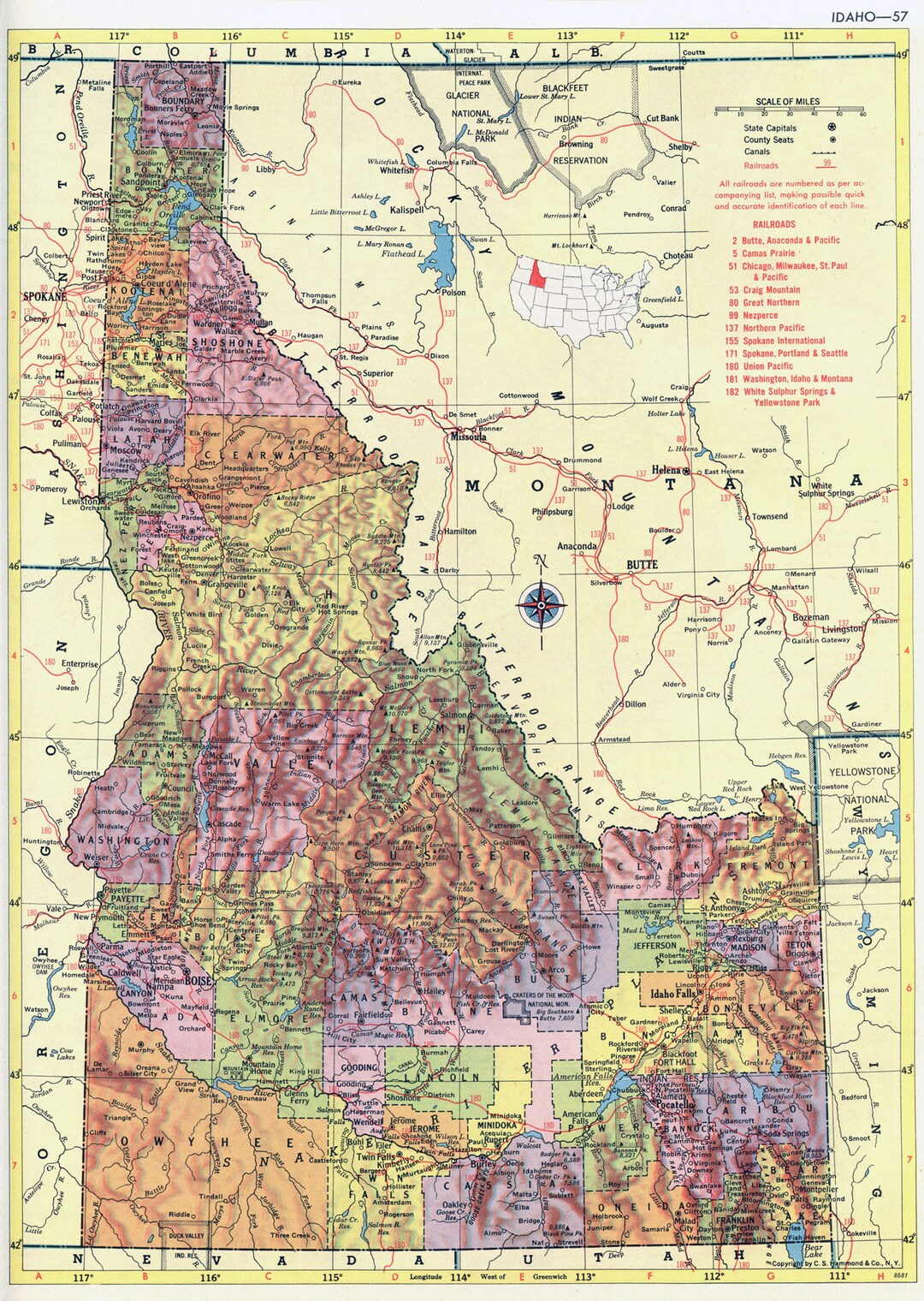 Idaho Map Instant Download Printable Map, Vintage Map, Home Decor, Wall ...