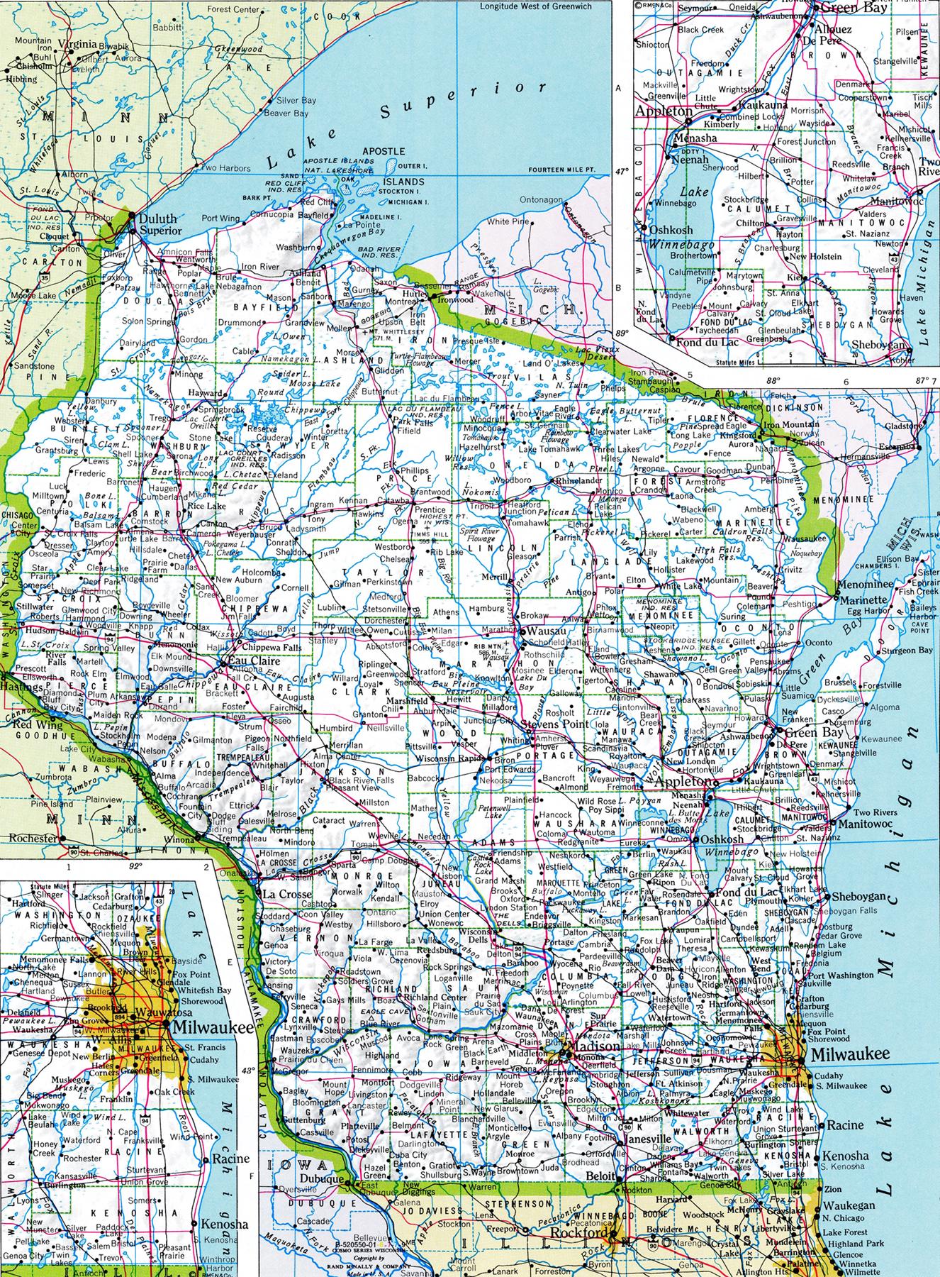 Wisconsin Map Digital Download - Printable Map, Map of Wisconsin, Home ...