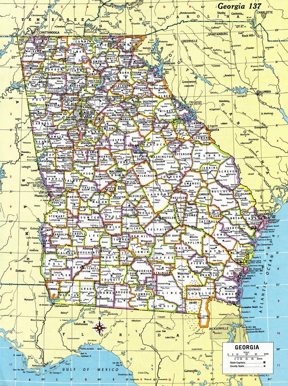 Georgia Map Instant Download - Printable Map, Digital Download, Wall Art,  Antique Map - Etsy, image size:1122x1500