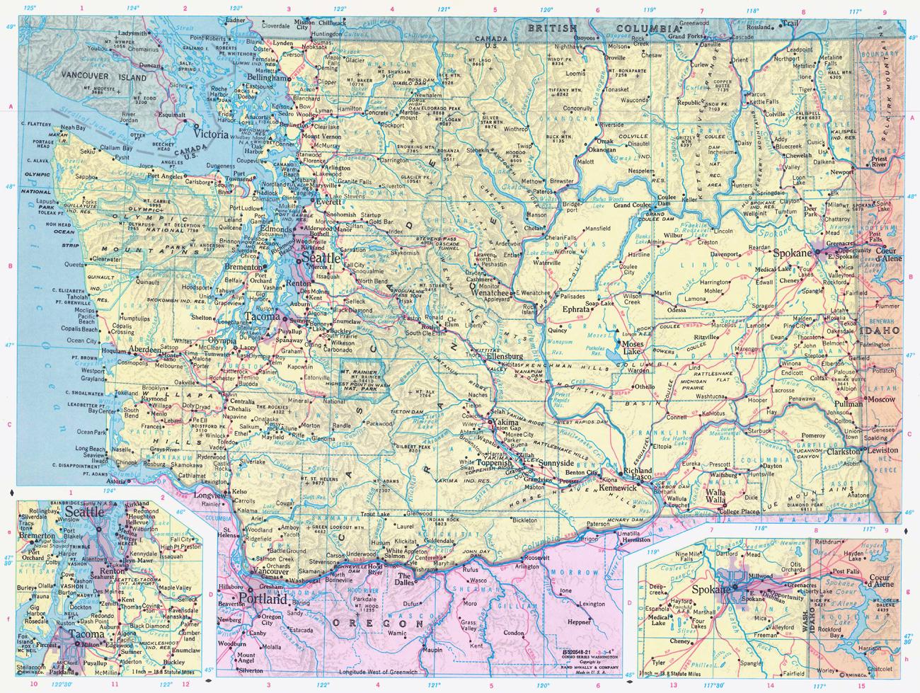 Washington Map Instant Download - Printable Map, Digital Download, Wall ...