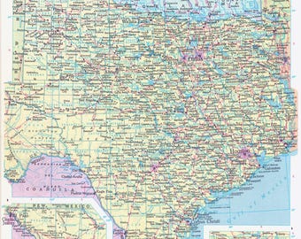 Texas Map Digital Download - Printable Map, Map of Texas, Home Decor, Wall Art, Instant Download, Travel Poster Gift