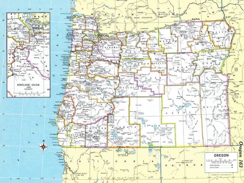 Oregon Map Instant Download Printable Map, Digital Download, Wall Art ...
