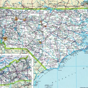 Mapa digital da Carolina do Norte para download - Mapa para impressão, Mapa da Carolina do Norte, Decoração para casa, Arte de parede, Download instantâneo, Presente de viagem para ele e ela
