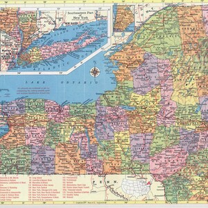Mapa de Nueva York para descargar al instante: mapa imprimible, mapa antiguo, decoración del hogar, arte mural, mapa antiguo