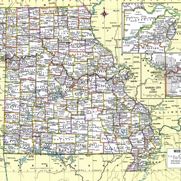 Missouri Map Instant Download -  Printable Map, Digital Download, Wall Art, Antique Map