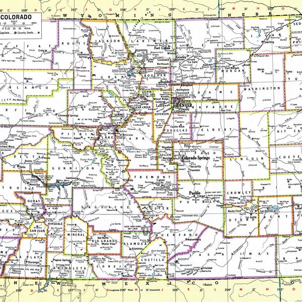 Colorado Map Instant Download - Mappa stampabile, Download digitale, Arte murale, Mappa antica