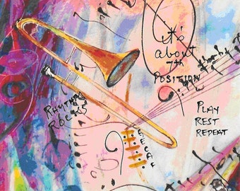 Trombone Scale - Hand Signed - Music Print