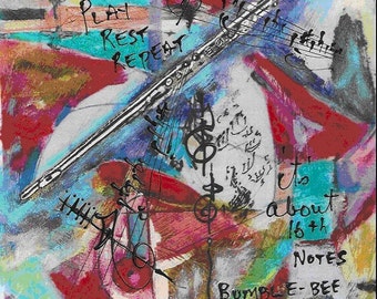 Flute - Music Print - Hand Signed