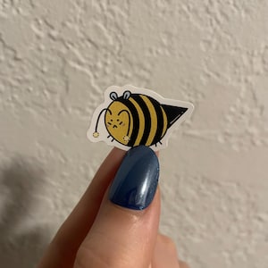 Cute Fat Angry Bee - 1 inch Diecut Vinyl Stickers - 5 pack