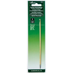 Clover Size E 3.5 mm Interchangeable Tunisian Bamboo Crochet Hook Part No. 3690