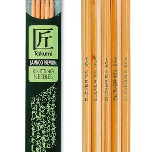 Clover 7 Inch Size 6 Takumi Double Point Bamboo Knitting Needles Part No. 3015-6