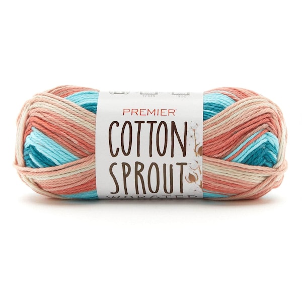 Premier Cotton Sprouts 100% Cotton Knitting Crocheting Craft Yarn 153 Yards 3 Ounces Coral Reef