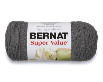 Bernat Super Value Acrylic Knitting Crocheting Craft Yarn Color No: 53044 True Grey