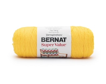Bernat Super Value Acrylic Knitting Crocheting Craft Number 4 Worsted Weight Yarn Color: Sunshine