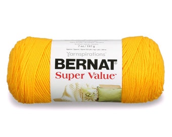 Bernat Super Value Acrylic Knitting Crocheting Craft Yarn Color No: 00608 Bright Yellow