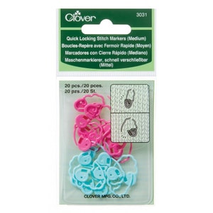 Clover Quick Locking Stitch Markers Size Medium Part No. 3031