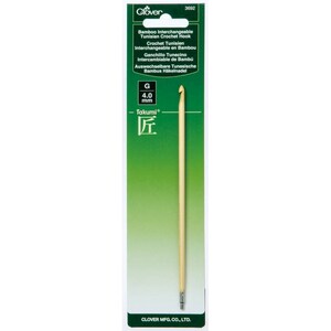 Clover Size G 4.00 mm Interchangeable Tunisian Bamboo Crochet Hook Part No. 3692